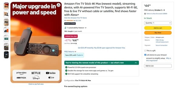 O Fire TV 4K Max, que é melhor do que o novo Fire TV 4K, está em promoção.