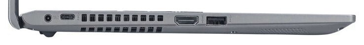 Lado esquerdo: Porta de alimentação, USB 3.2 Gen 1 (USB-C), HDMI, USB 3.2 Gen 1 (USB-A)