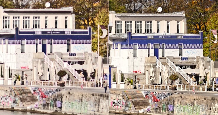 corte de 200 megapixels: Oppo à esquerda, Vivo à direita.