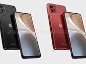 A Moto G32 em suas supostas cores de lançamento. (Fonte de imagem: @OnLeaks &amp; CompareDial)