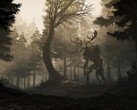 Imagem do jogo GreedFall mostrando uma floresta e uma criatura. (Fonte da imagem: Steam)