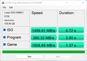 Benchmark AS SSD Copy Benchmark