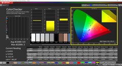 CalMAN ColorChecker (perfil: padrão, espaço de cor alvo: P3)