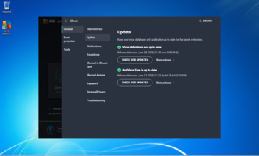 A solução antivírus gratuita do AVG funciona muito bem. Captura de tela da janela da versão do aplicativo. (Fonte da imagem: Sergey Tarasov / Notebookcheck)
