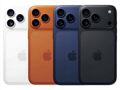 Apple iPhone 17 Pro em opções de cores que vazaram: branco, laranja, azul marinho e preto (Fonte da imagem: Arte não oficial)