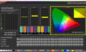 Precisão de cores (True Tone desativado, espaço de cor alvo sRGB)