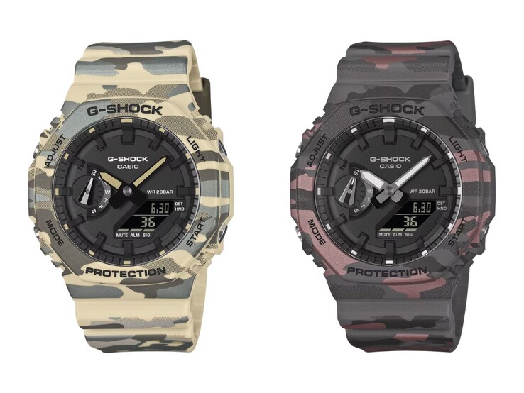 Os relógios Casio G-Shock GA-2100CM-5A (esquerda) e GA-2100CM-8A (direita)