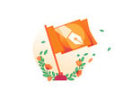 Uma imagem promocional da iniciativa do Dia da Independência do Conteúdo da Cloudflare exibindo uma bandeira laranja com o símbolo de uma caneta. (Fonte da imagem: Cloudflare)