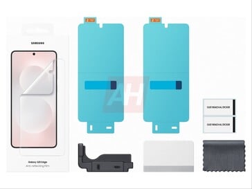 Galaxy Imagem vazada do S25 Edge mostrando a proteção antirreflexo da tela. (Fonte da imagem: Android Headlines)