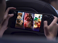 A coleção de jogos LEGO Worlds Collide expirará em breve. Na foto: Steam Deck com a imagem da capa do pacote. (Fonte da imagem: Valve e Humble Bundle - editado)