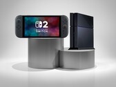 Os consoles Switch 2 e PS4 mostrados lado a lado (Fonte da imagem: Nintendo of America, Sony PlayStation)