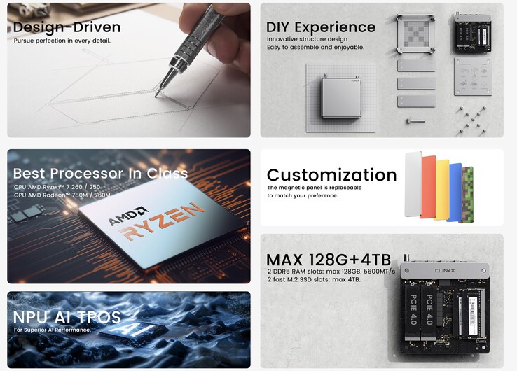 O mini PC Clink-X xCraft possui um hardware decentemente poderoso, incluindo APUs Hawk Point. (Fonte da imagem: Clink-X)