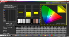 CalMAN ColorChecker (perfil: nativo, espaço de cor alvo P3)