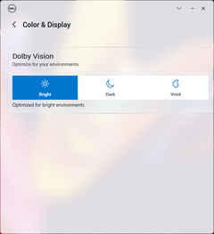 Opções Dolby Vision para definir a saturação de cores