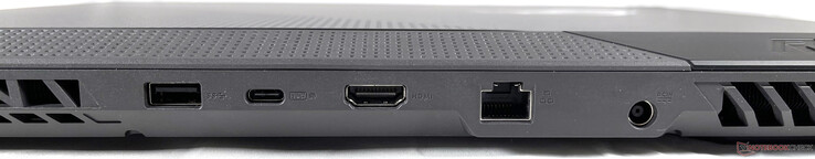 Voltar: USB-A 3.2 Gen. 1, USB-C 3.2 Gen. 2 (com DisplayPort e Power Delivery), HDMI 2.0b, porta Gigabit LAN, fonte de alimentação