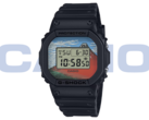 O Casio G-Shock DW-5600KHG24-1JR (na foto) exibe impressões em estilo ukiyo-e das obras de arte do período Edo de Hokusai. (Fonte da imagem: Casio - Editado)