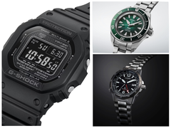 Na foto - o Casio GW-5000HS-1 (à esquerda), o Seiko Prospex SRPL53K1 (canto superior direito) e o relógio Citizen Promaster Mechanical GMT (canto inferior direito). (Fonte da imagem: Casio, Seiko, Citizen)