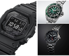 Na foto - o Casio GW-5000HS-1 (à esquerda), o Seiko Prospex SRPL53K1 (canto superior direito) e o relógio Citizen Promaster Mechanical GMT (canto inferior direito). (Fonte da imagem: Casio, Seiko, Citizen)