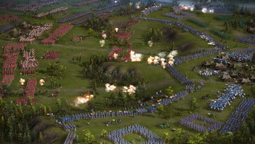 Uma imagem que mostra uma batalha e muitas unidades no jogo Cossacks 3.