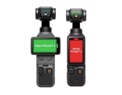 O Osmo Pocket 4 (esquerda) apresenta tempos de funcionamento significativamente mais longos do que o Osmo Pocket 3 (direita).