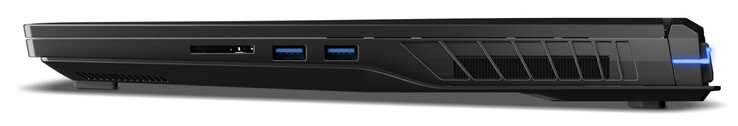 À direita: Leitor de cartões SD, 2x USB 3.2 Gen 1 (USB-A)