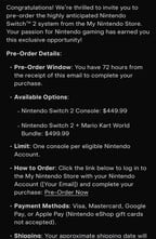 E-mail de pré-encomenda do Nintendo Switch 2 (Fonte da imagem: conta Wario64 X)