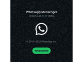 Uma tela inicial com um fundo verde movimentado e o logotipo do WhatsApp mencionando o número da última versão beta. (Fonte da imagem: @WABetaInfo no X)