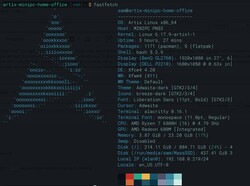 O Artix oferece aos usuários controle total sobre seu sistema, para o bem ou para o mal. (Fonte da imagem: Fastfetch do próprio PC)