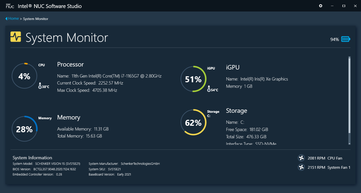 NUC Software Studio Monitoramento de Hardware