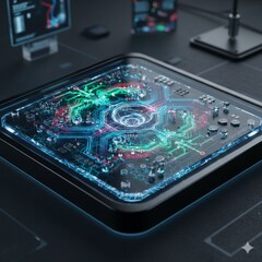 Uma imagem conceitual de um chip fotônico