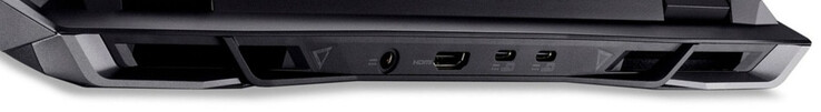 Traseira: Porta de alimentação, HDMI 2.1, USB 4 (USB-C; fornecimento de energia, Displayport), USB 3.2 Gen 2 (USB-C; fornecimento de energia, Displayport)