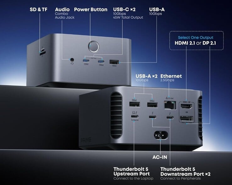 A estação de acoplamento Anker Prime TB5 (14 em 1, 8K, Thunderbolt 5). (Fonte da imagem: Anker)