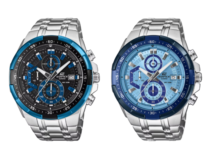 Os relógios Casio Edifice EFR539D-1A2V (esquerda) e EFR539DE-2AV (direita). (Fonte da imagem: Casio)