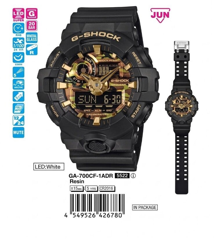 O relógio Casio G-Shock GA-700CF-1A
