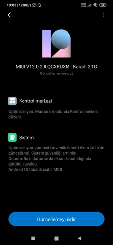 V12.0.2.0.QCXRUXM para a Redmi Note 8T. (Fonte da imagem: Blog Adimorah)