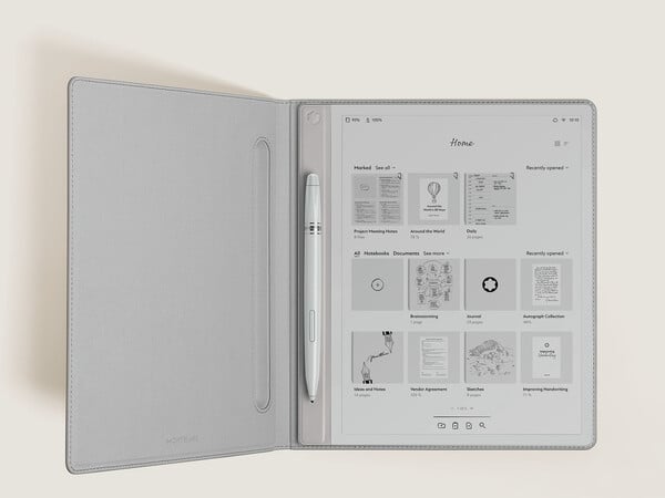 O Montblanc Digital Paper tem uma tela monocromática em preto e branco. (Fonte da imagem: Montblanc)