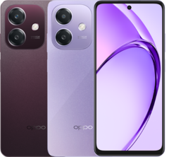 O smartphone Oppo A5i vem nas cores roxo estrelado e vermelho nebulosa (Fonte da imagem: Oppo)