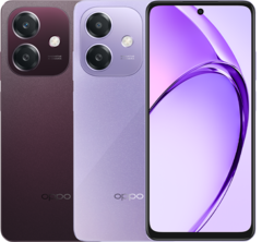 O smartphone Oppo A5i vem nas cores roxo estrelado e vermelho nebulosa (Fonte da imagem: Oppo)