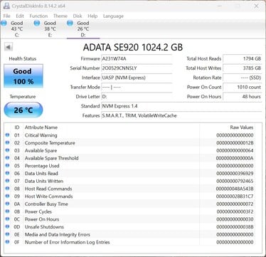 O ADATA SE920 usa o protocolo UASP (USB Attached SCSI Protocol)