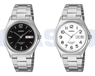 O Casio MTP-1440DJ-1AJF com mostrador preto e o MTP-1440DJ-7BJF com mostrador branco.
