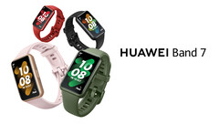A Huawei Band 7 estará disponível em quatro cores, todas com uma caixa mais fina e leve que a Band 6. (Fonte de imagem: Huawei)