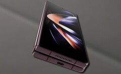 A costura da tela foi claramente visível no Samsung Galaxy Z Fold4. (Fonte da imagem: Samsung/Notebookcheck - editado)