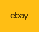 O logotipo do eBay em um fundo amarelo