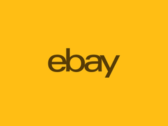 O logotipo do eBay em um fundo amarelo