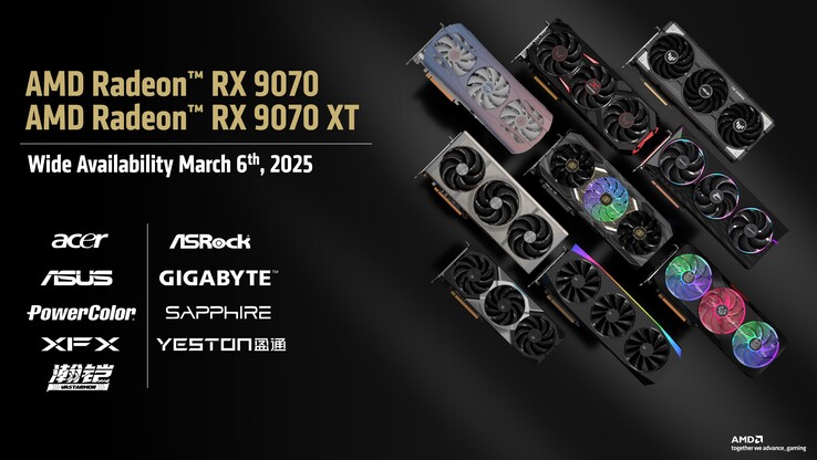 Os parceiros da AMD têm uma série de placas RDNA 4 para o dia do lançamento. (Fonte da imagem: AMD)