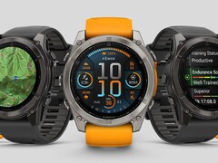 O Fenix 8 da Garmin (foto) e os smartwatches relacionados receberam a versão beta 17.27. (Fonte da imagem: Garmin)
