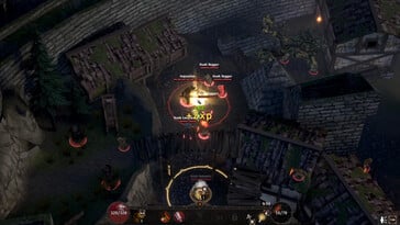 Uma imagem mostrando uma batalha em Heretical.