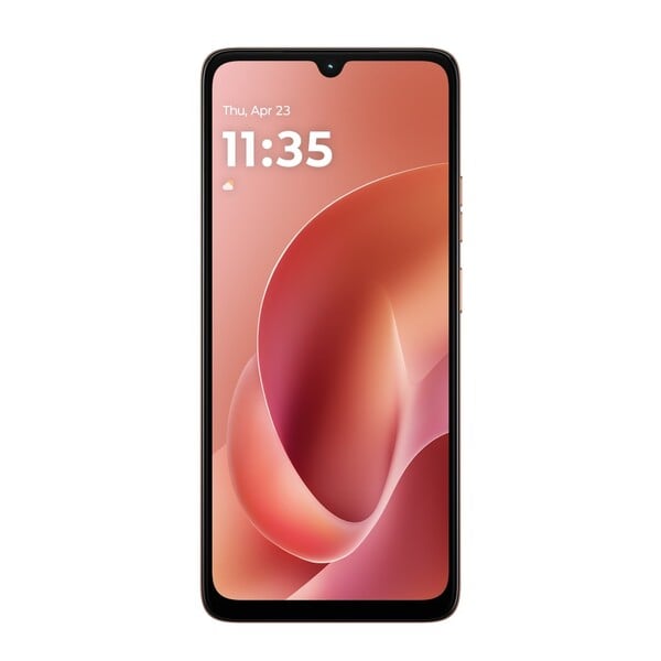 O Moto G06 tem uma tela HD+ maior, mas troca o furo por um entalhe em forma de gota d'água. (Fonte da imagem: Motorola)
