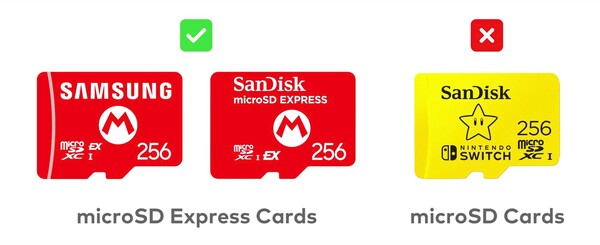 O Nintendo Switch 2 suporta apenas cartões microSD Express. (Fonte da imagem: Nintendo)
