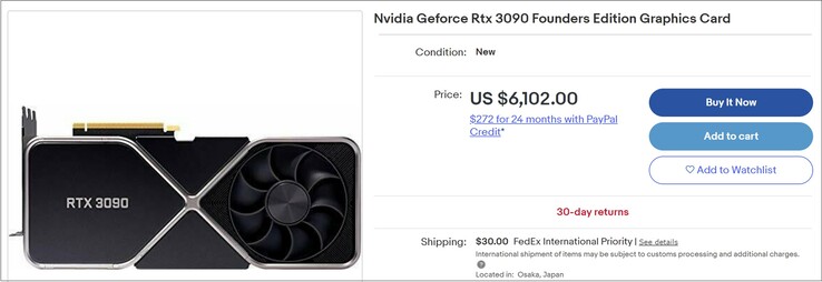 GeForce RTX 3090 Edição Fundadores. (Fonte da imagem: eBay)